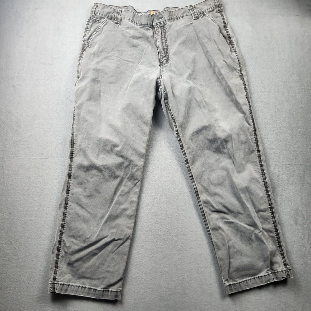 Carhartt Relaxed Fit Gray Canvas Work Pants Mens 42x30 Rugged Carpenter Utility‎